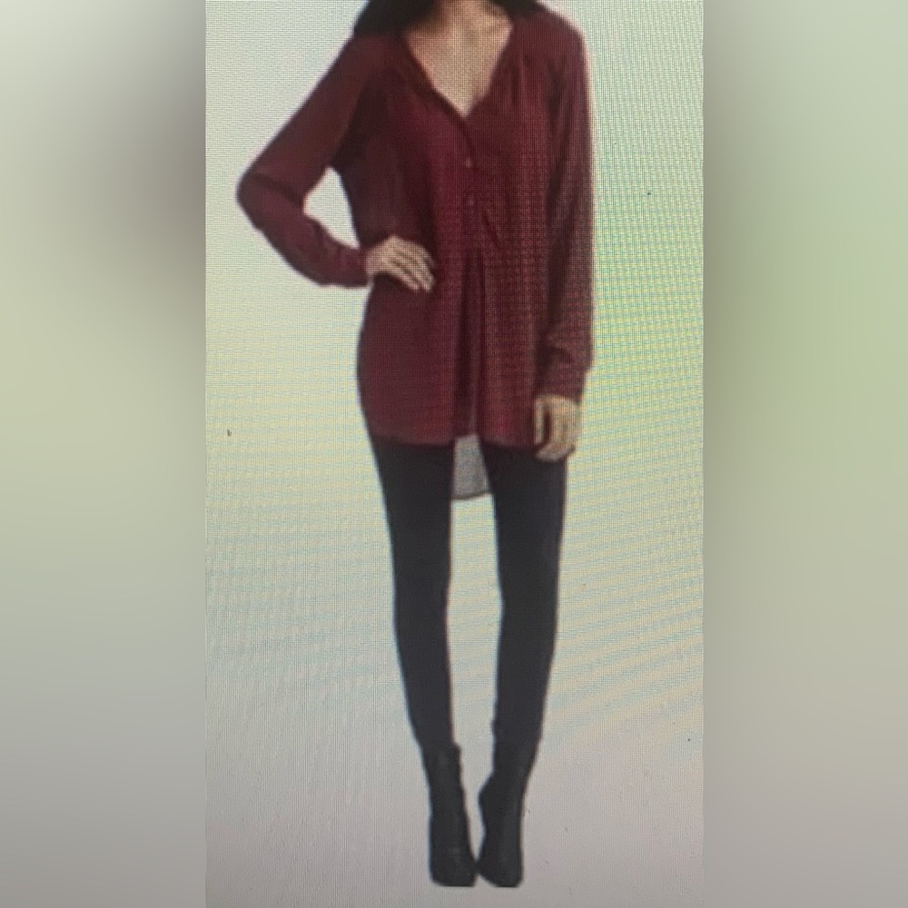BCBG Max Azria Bordeaux Long Sleeve Tunic